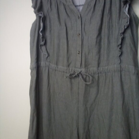 Susina Jumper Romper Women M Pants Cropped Short Sleeve Button Green - Picture 5 of 15